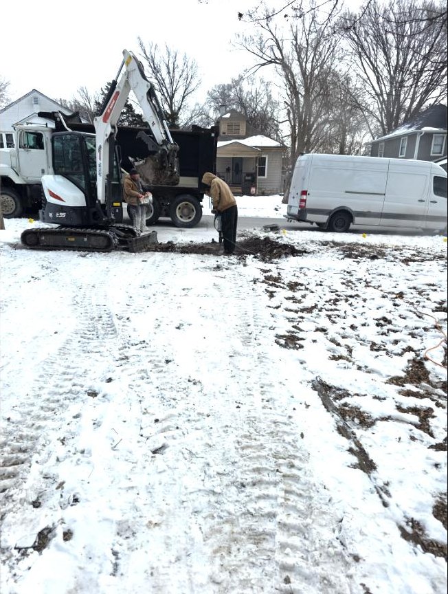 Winter dig, a real Old School Plumbing job