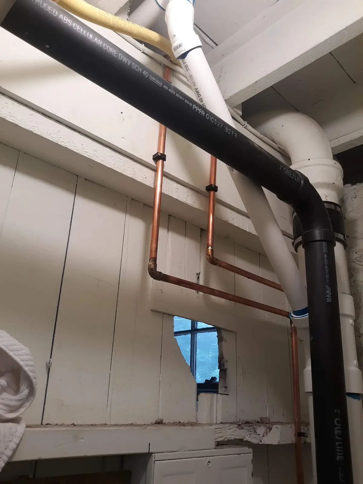 Installed overhead commercial piping